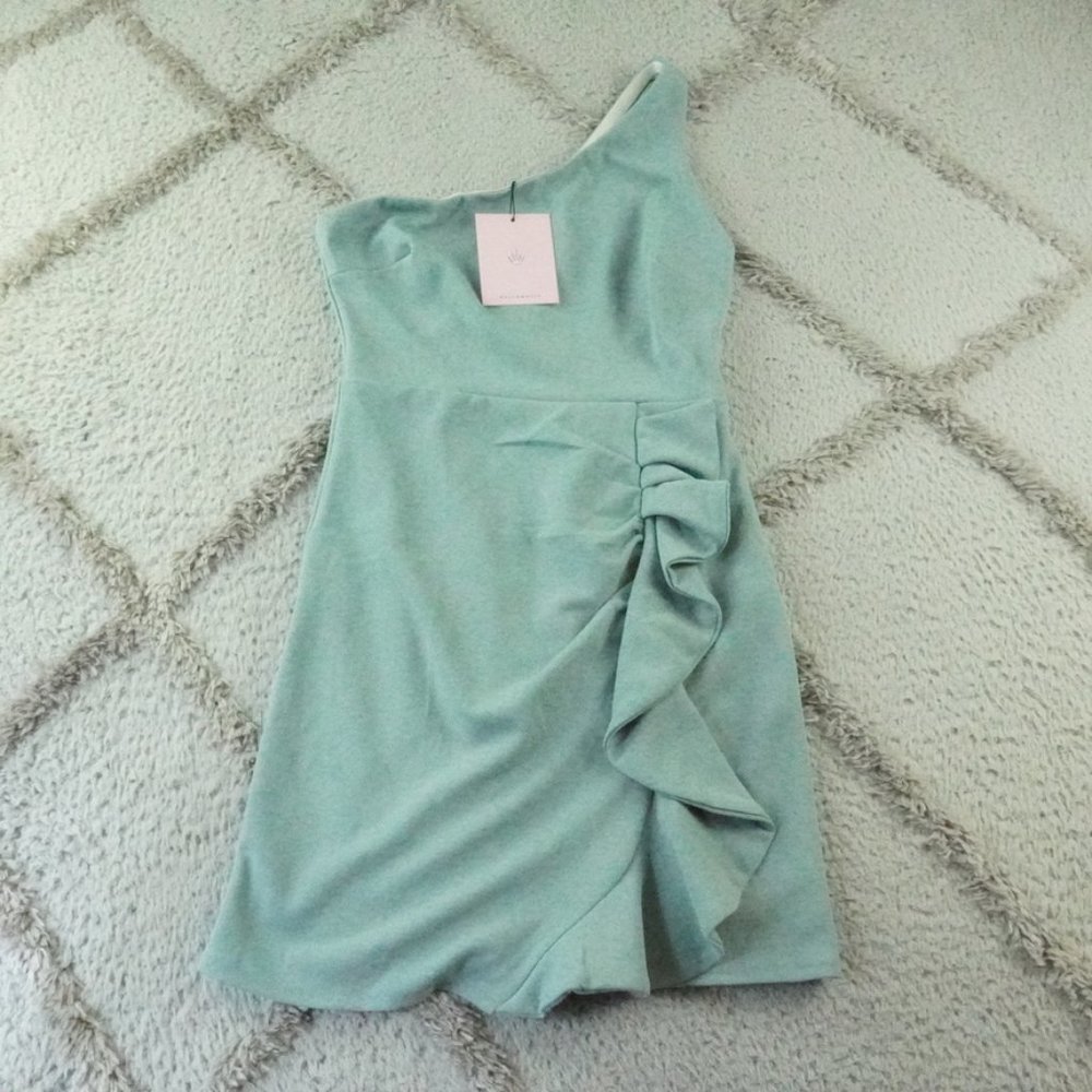 Hello Molly One Shoulder Flutter Dress Womens 6 NEW NWT